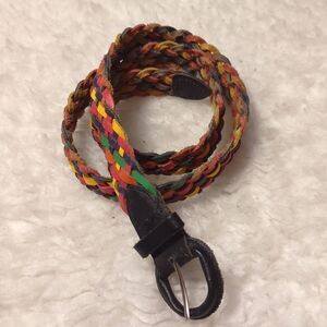 Amazing vintage woven leather colorful bohemian belt size medium-large